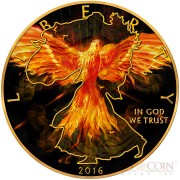 USA BURNING LIBERTY EAGLE AMERICAN SILVER EAGLE WALKING LIBERTY $1 Silver coin 2016 Black Ruthenium & Gold Plated 1 oz